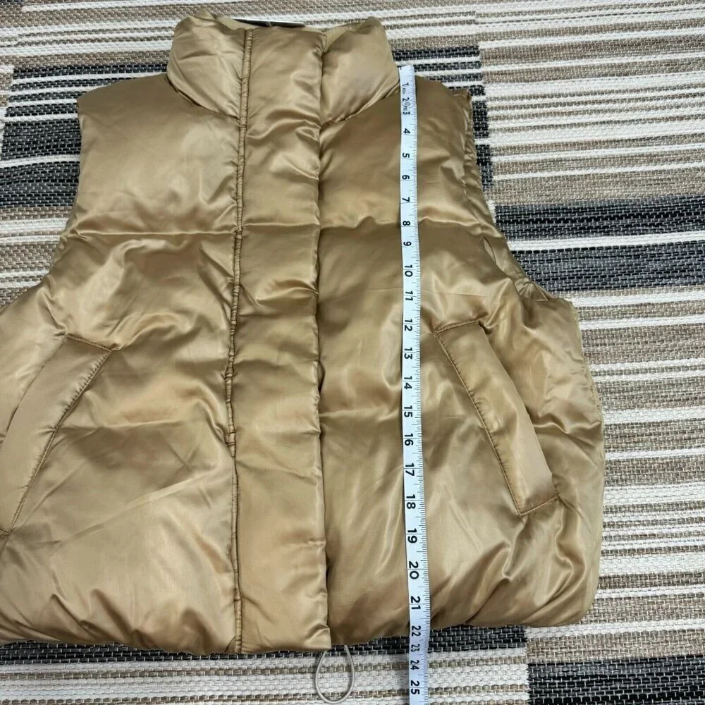 Beyond Yoga Women's‎ Pillow Puffer Vest Duck Down Zip Front Travertine Size L